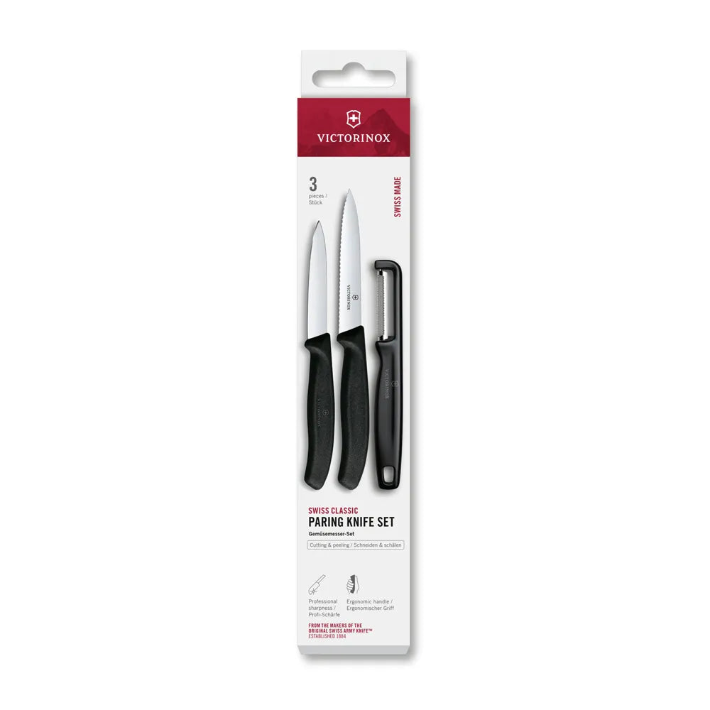 Set cuchillos mondadores Swiss Classic con pelador I, 3 piezas