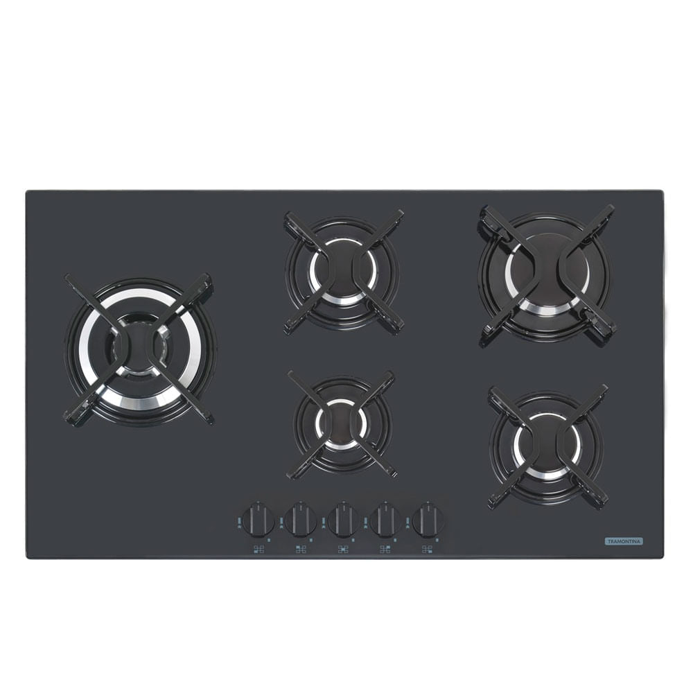 Placa Coccion Vidrio Gas 5 Quemador 94709/321 86x51 Negro Triple