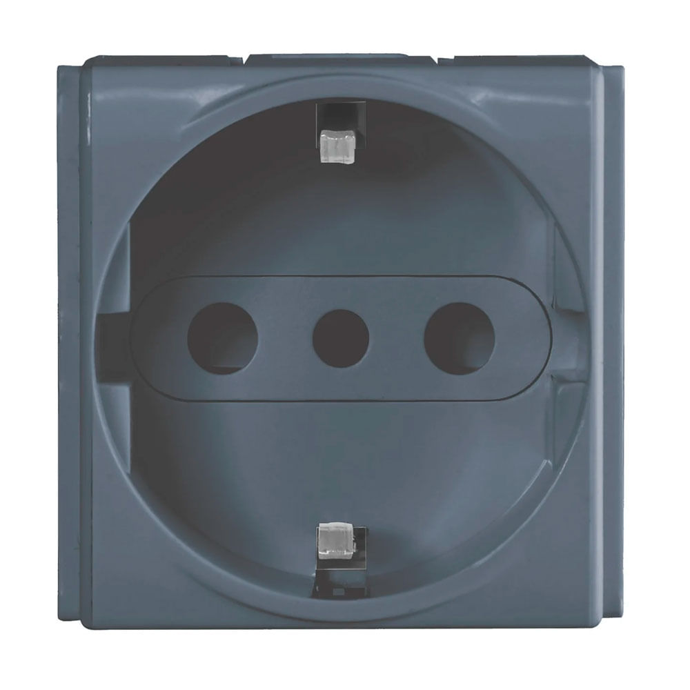 Modulo Tramontina 57215/036 Negro Tomacorriente Triple Schuko 16Amp