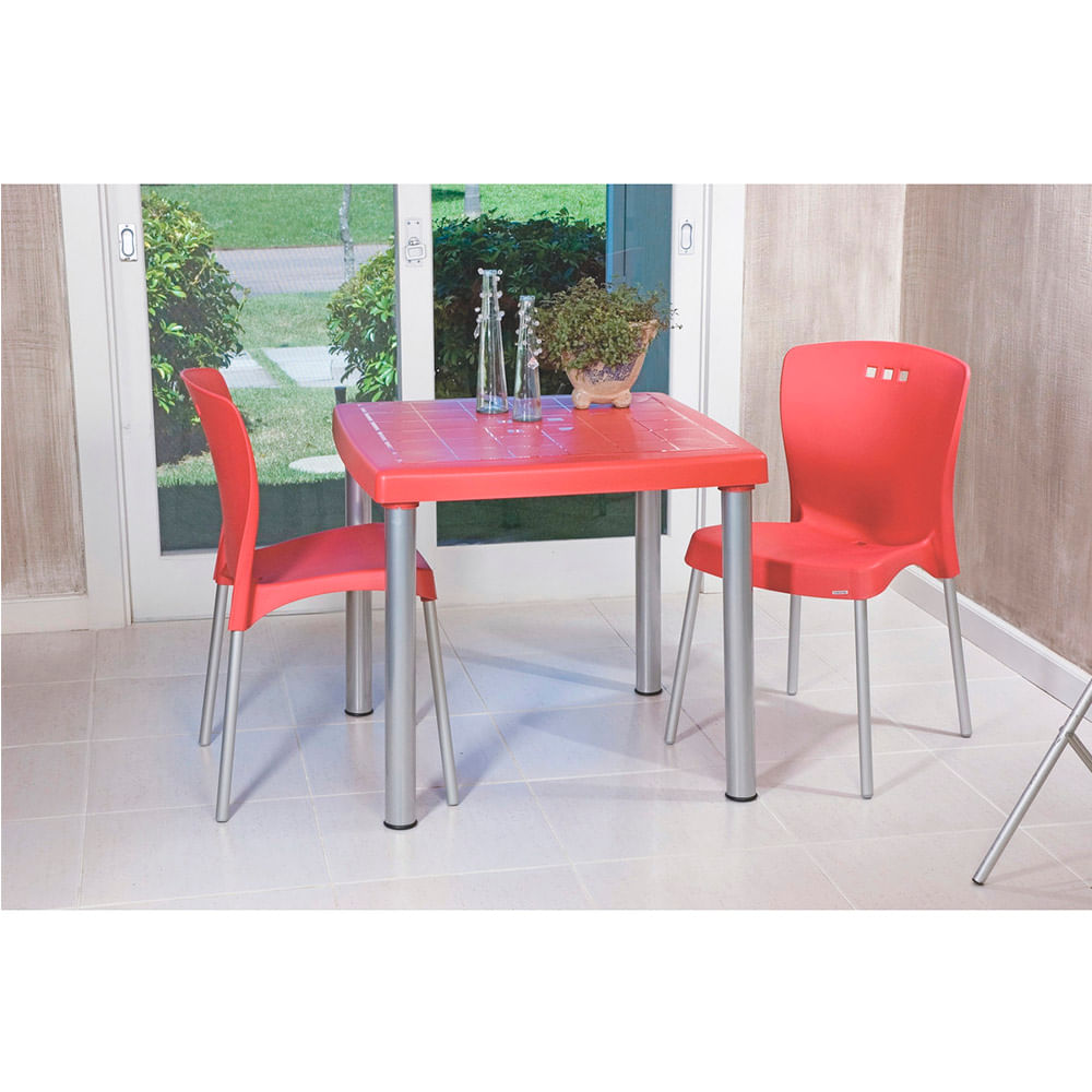 Mesa Cuadrada Tramontina Mona 92350/040 Roja