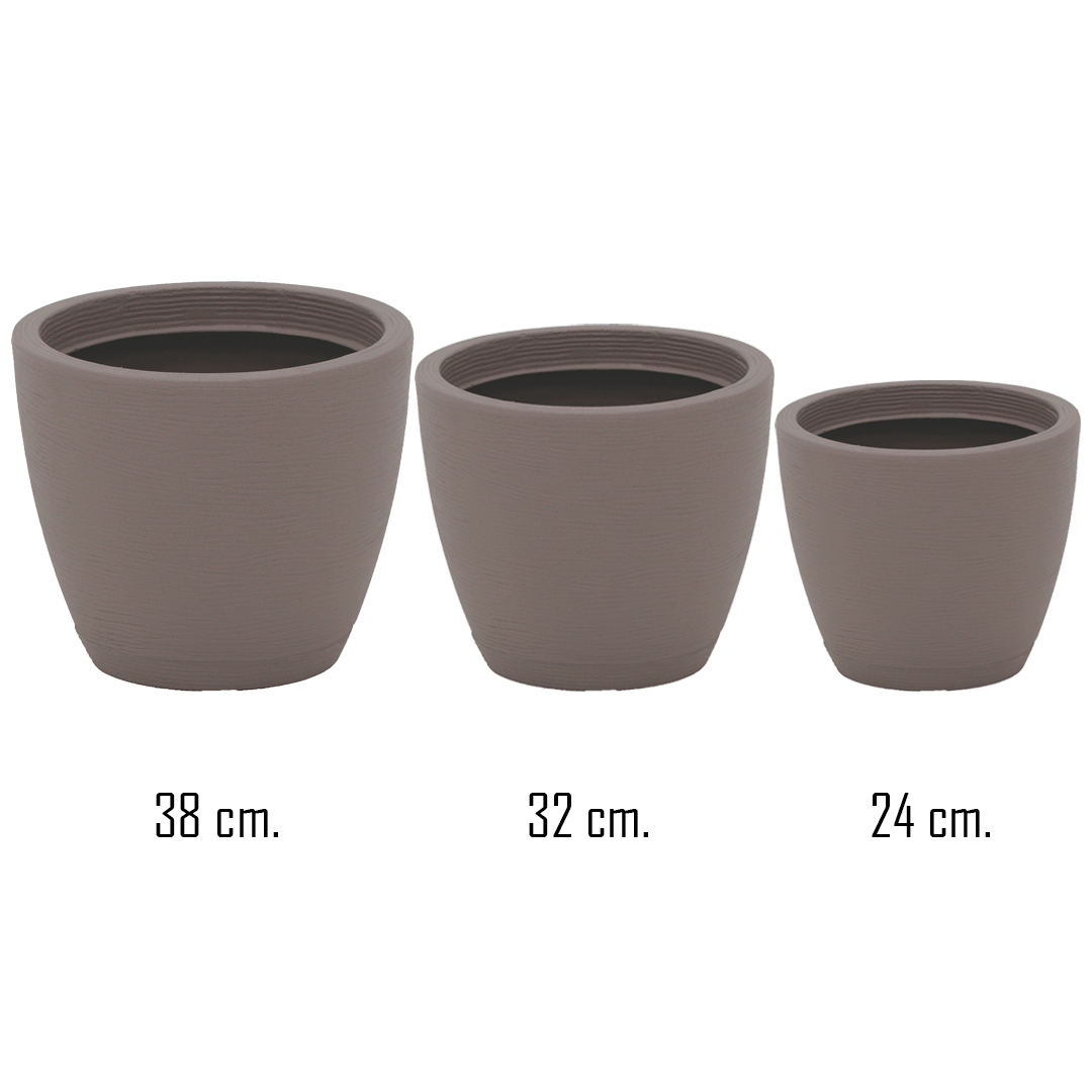 Maceta Tramontina Asteca Hormigon Juego 3 Pzas (24, 32, 38cm)