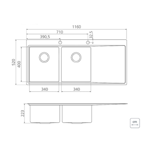 Lavaplatos Encastre Doble Inox Smooth 93929/103 116x52x22.3
