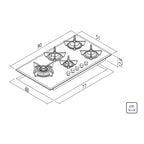 Placa Coccion Inox Gas 5 Quemador 94728/124 90x50 Triple