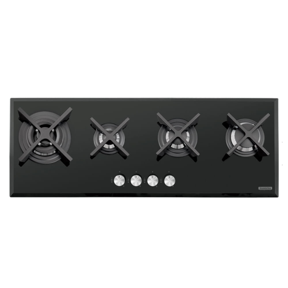 Placa Coccion Vidrio Gas 4 Quemador 94732/124 100x38 Negro