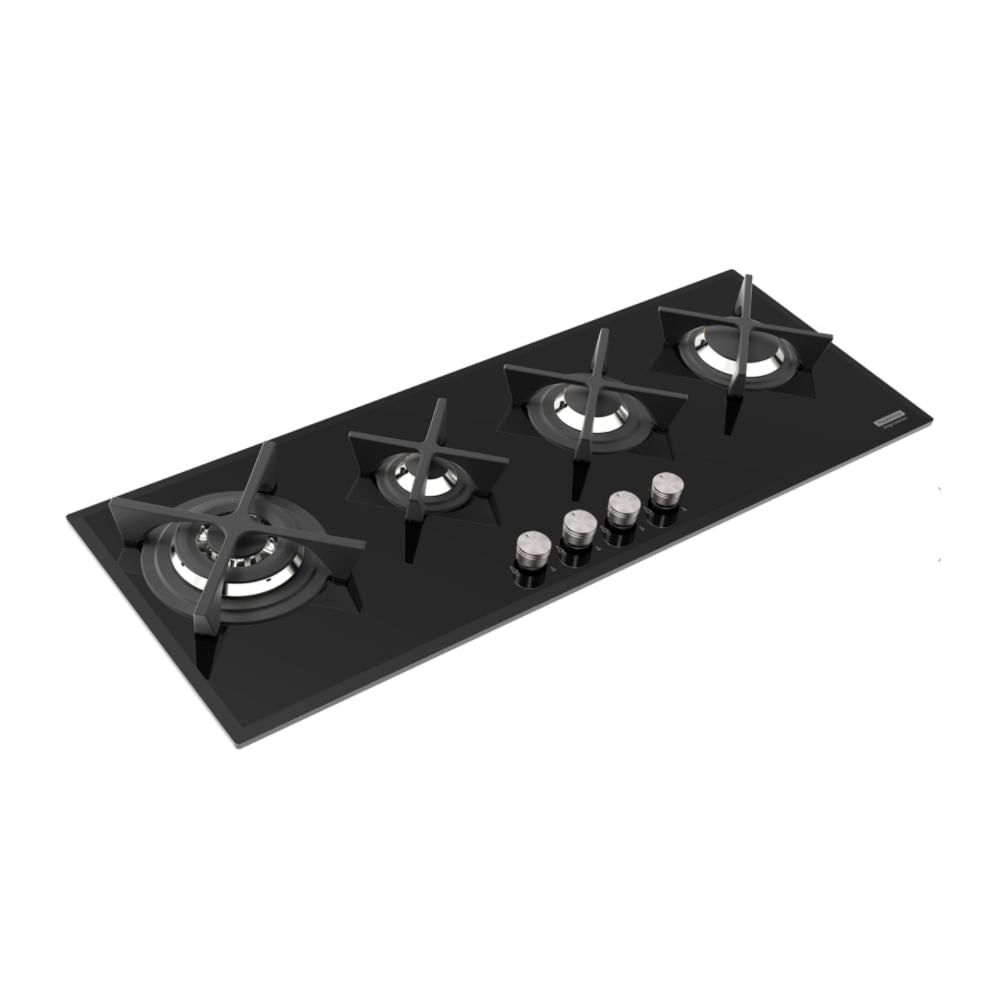 Placa Coccion Vidrio Gas 4 Quemador 94732/124 100x38 Negro
