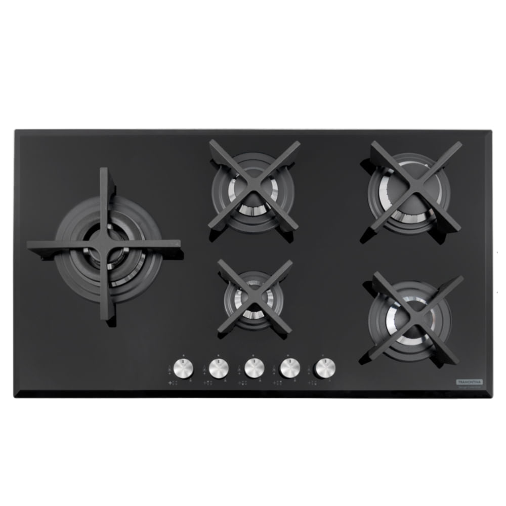 Placa Coccion Vidrio Gas 5 Quemador 94731/124 90x51 Negro