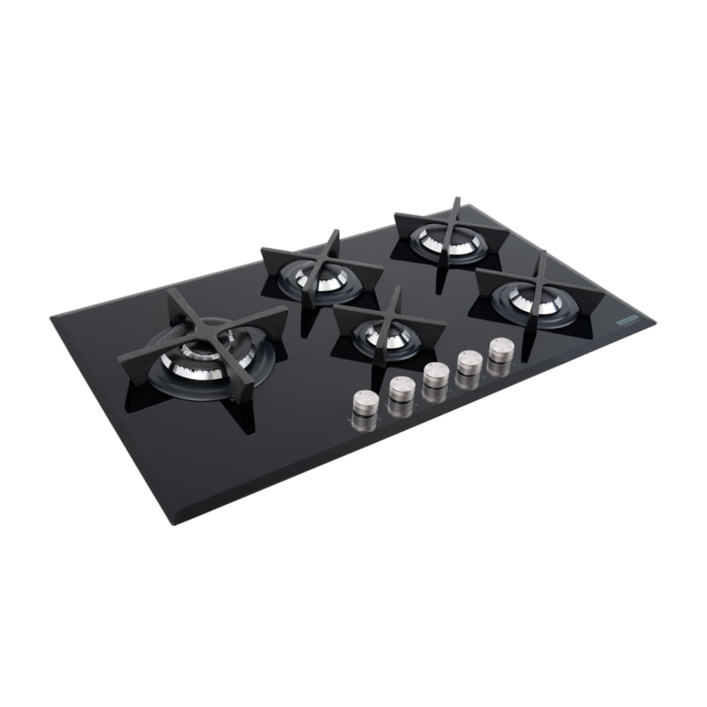 Placa Coccion Vidrio Gas 5 Quemador 94731/124 90x51 Negro