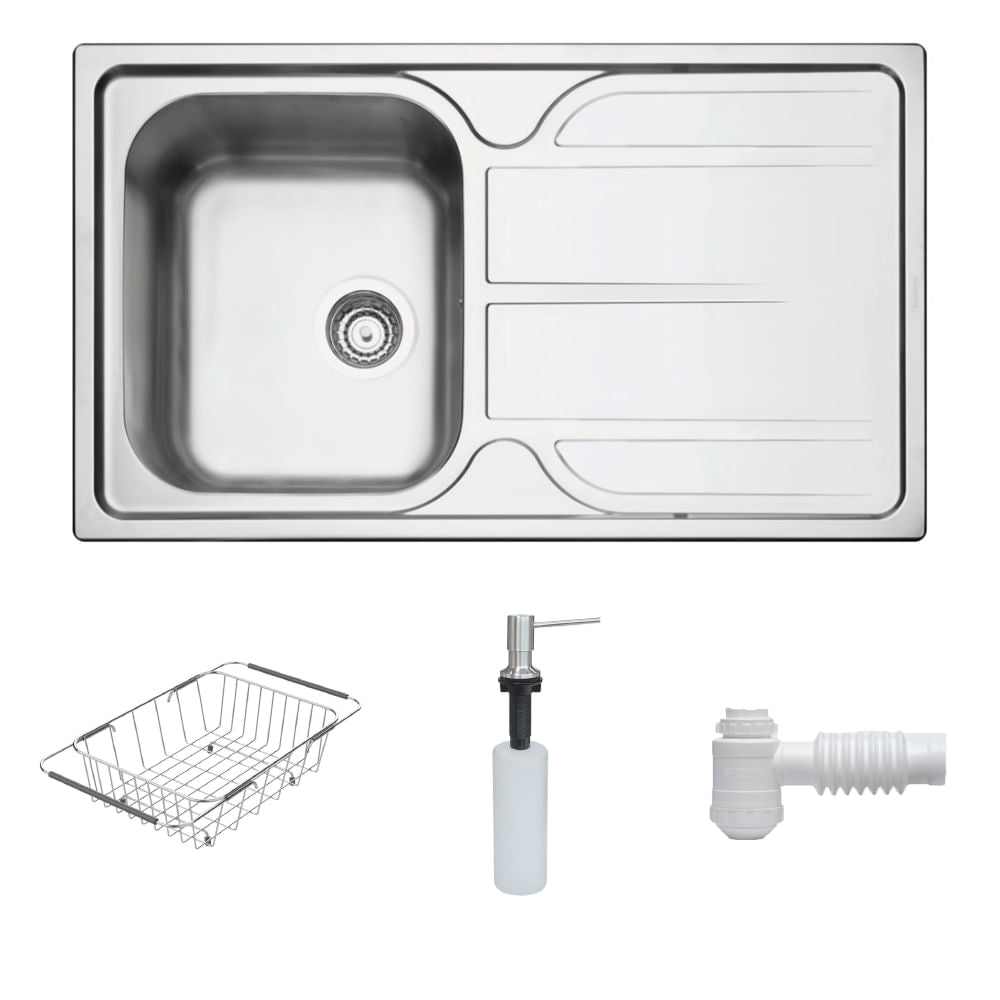 Lavaplatos Encastre Simple Inox 93900/123 86x50x18 con Accesorios
