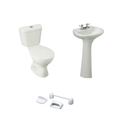 Baño Milan Blanco Doble Descarga con Asiento y Accesorios 3 Pzas