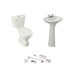 Baño Milan Blanco Doble Descarga con Asiento y Accesorios 6 Pzas
