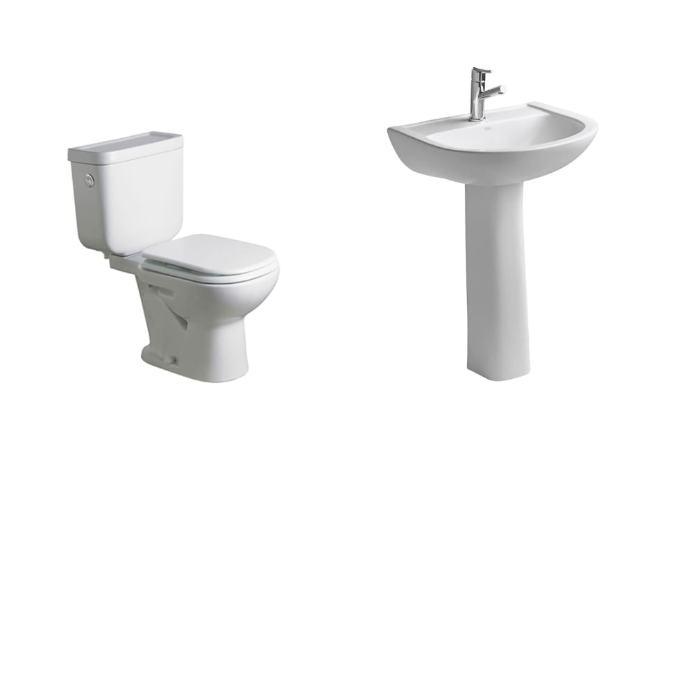 Baño Bari Blanco Doble Descarga con Asiento y sin Accesorios