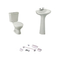 Baño Roma Blanco Doble Descarga con Asiento y Accesorios 6 Pzas