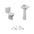 Baño Roma Blanco Simple Descarga Palanca con Asiento y Accesorios 6 Pzas
