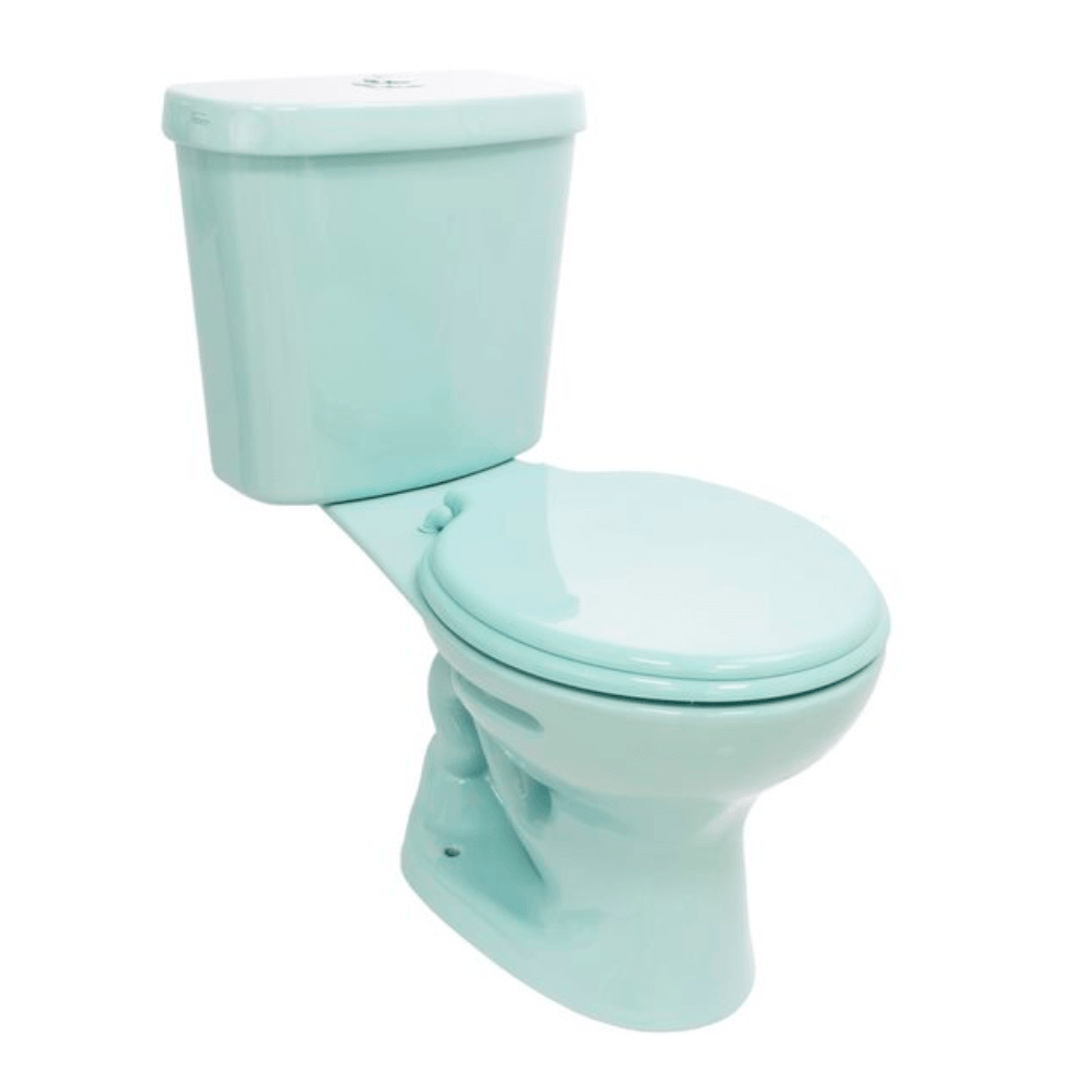Inodoro Ferrum Roma Celeste Botón Descarga Simple con Asiento Económico