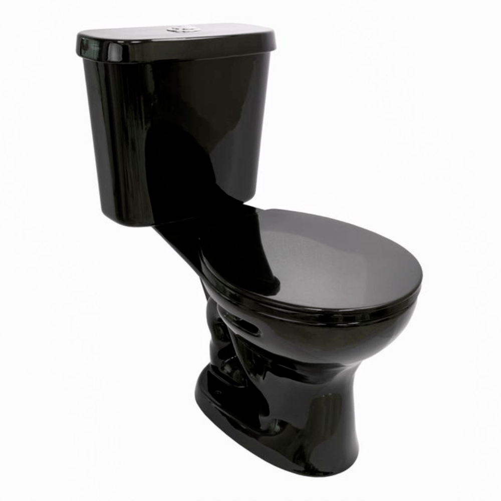 Inodoro Ferrum Roma Negro Botón Descarga Simple con Asiento Estandar