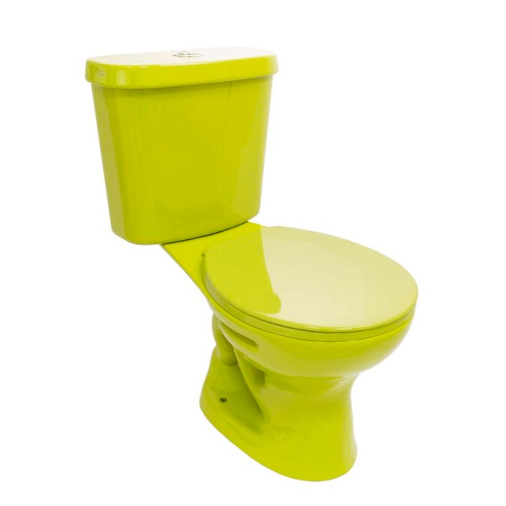 Inodoro Ferrum Roma Verde Botón Descarga Simple con Asiento Estandar