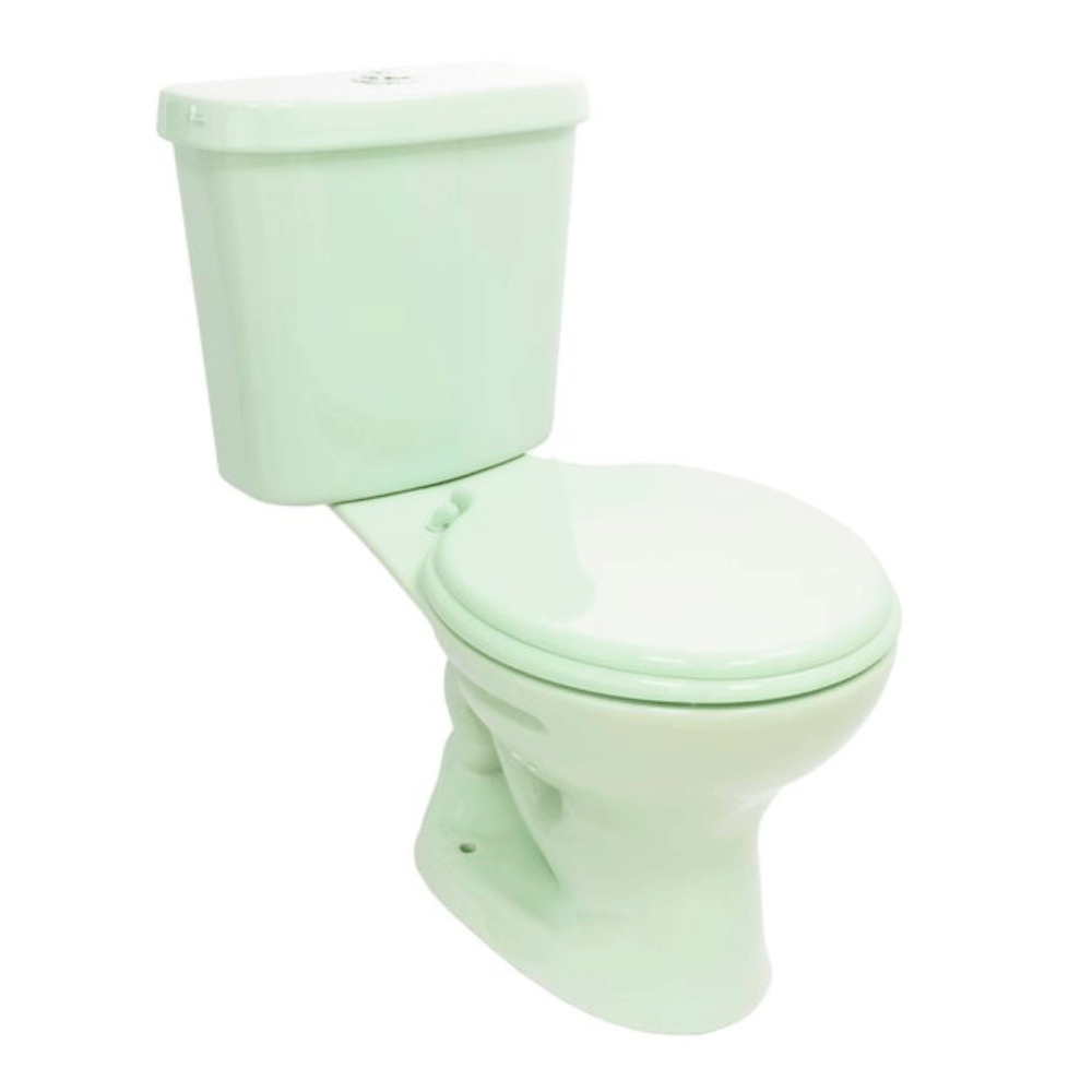 Inodoro Ferrum Roma Verde Primavera Botón Descarga Simple con Asiento Económico