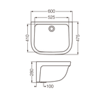 Lavadero Simple Ferrum PLH 475X610 sin Fregadero Blanco SVA-PD-004-BL