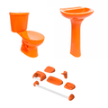 Baño Roma Naranja Simple Descarga con Asiento y Accesorios 6 Pzas