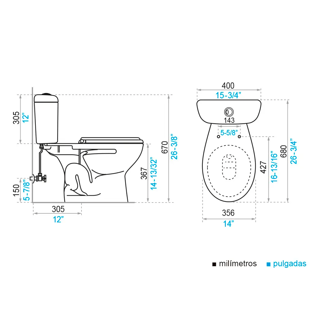 Baño Milan Blanco Doble Descarga con Asiento y Accesorios 6 Pzas