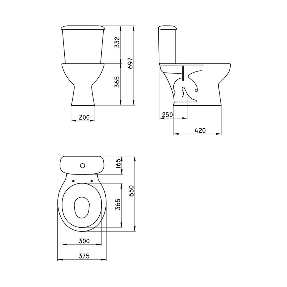 Baño Andina Blanco Doble Descarga con Asiento y Accesorios 3 Pzas