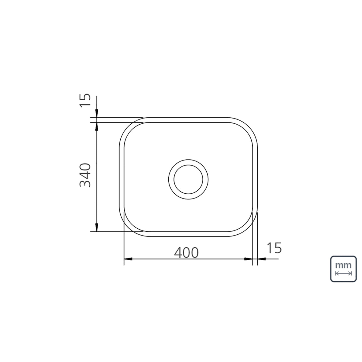 Cubeta Cocina Rectangular Simple Pul 94081/500 40x34x14 AI430 con sifon