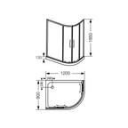 Cabina Ducha Ferrum NB2QZ C 120x90x185 Semicircular 2 puerta Transparente Derecho