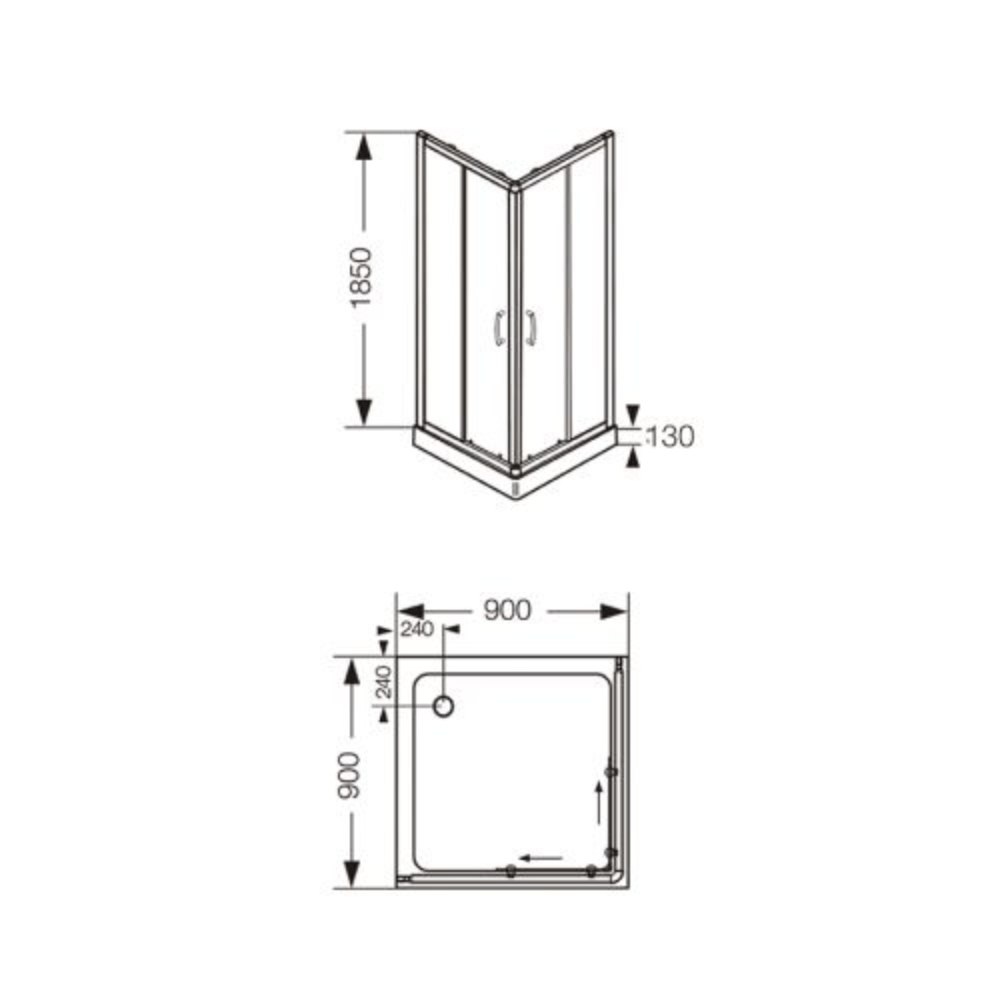 Cabina Ducha Ferrum NB8CZ C Cuadrada 2 puertas Transparente