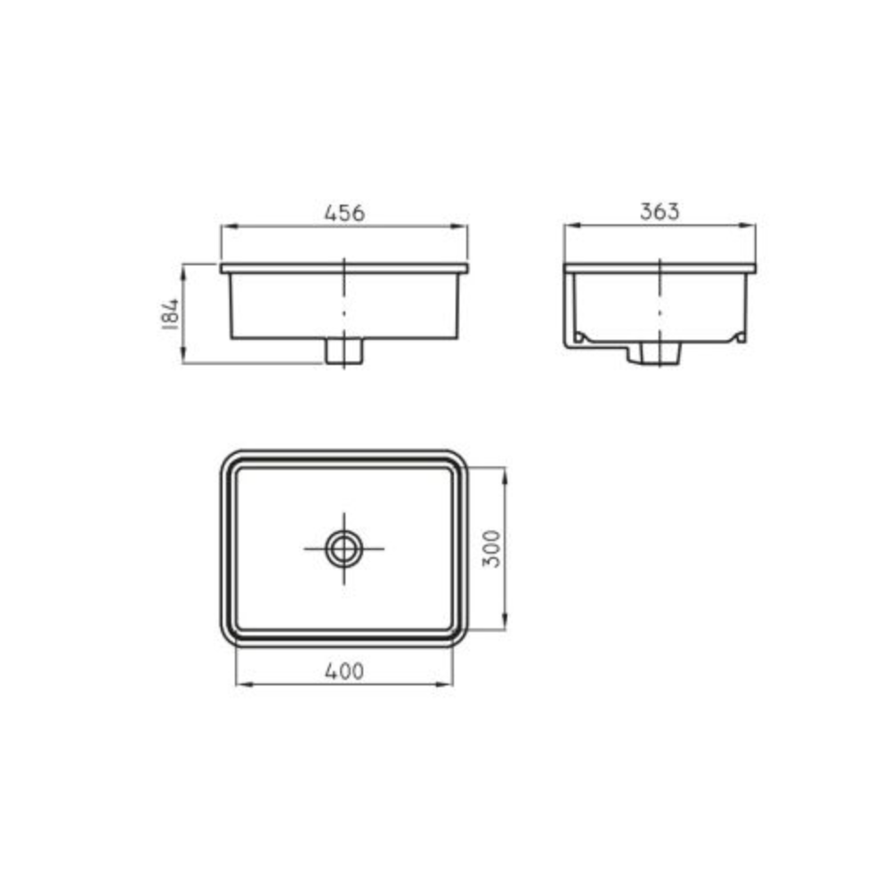 Lavatorio Encastrar Bajo Mesada Rectangular LFNF Blanco