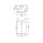 Vanitory Ferrum Venecia 48cm 3H Blanco Mueble Blanco piso