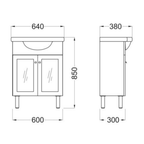Vanitory Venecia 64cm 1H Blanco Mueble Wengue piso