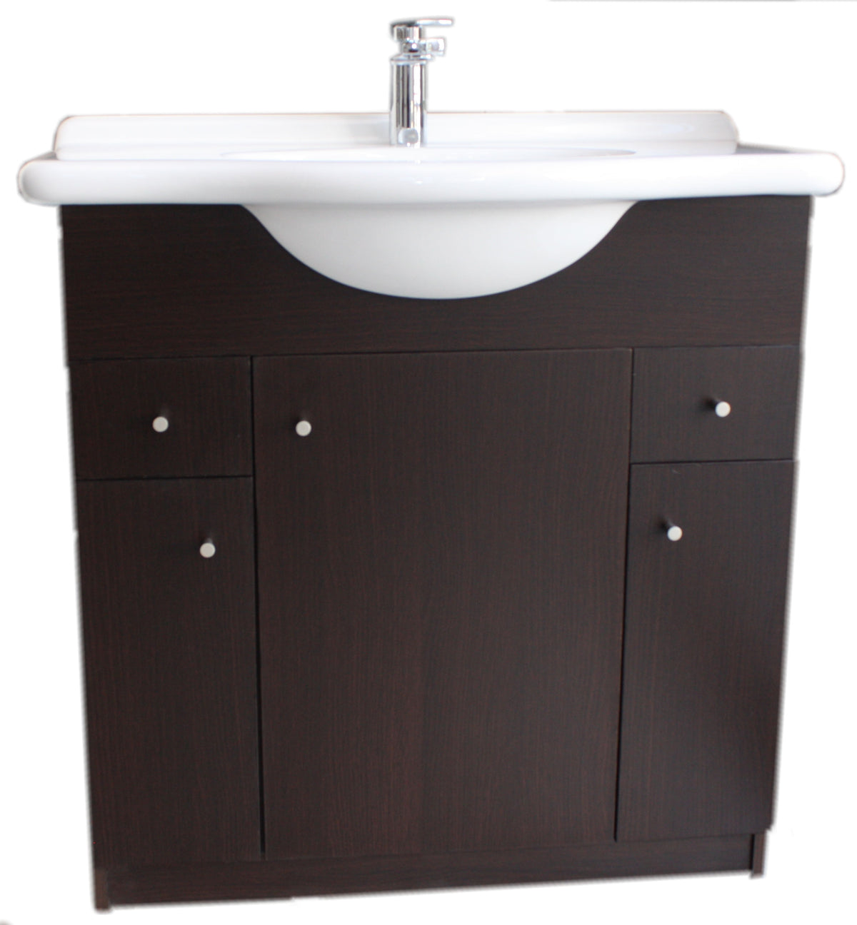Mueble Vanitory Piso Limoges 80cm Wengue Puerta Lisa