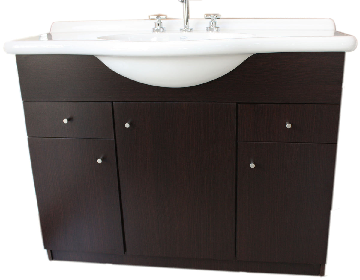Mueble Vanitory Piso Limoges 100cm Wengue Puerta Lisa