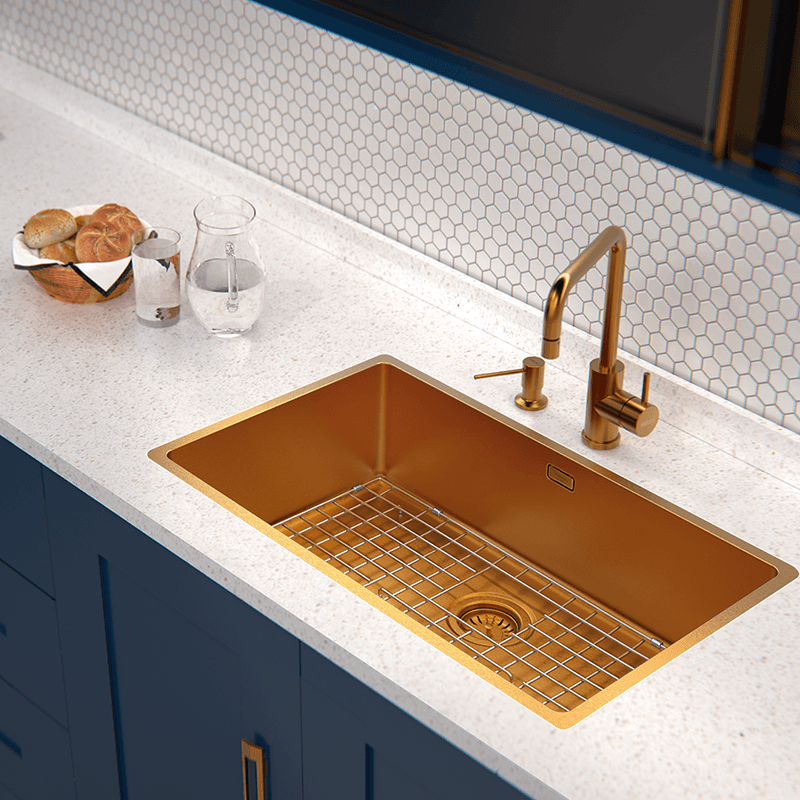 Cubeta Cocina Rectangular Simple Quadrum 94000/303 74x44x20.5 Gold