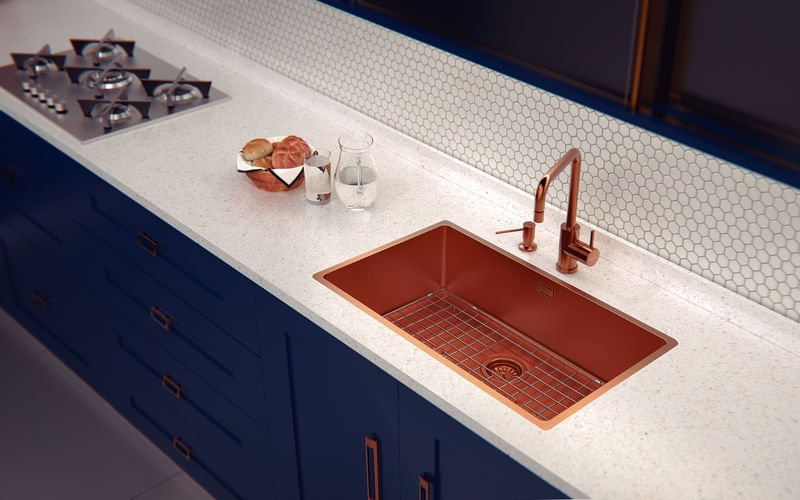 Cubeta Cocina Rectangular Simple Quadrum 94000/403 74x44x20.5 Pink Gold