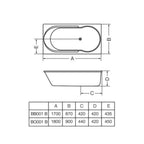 Bañera Acrilico 1.70mt Carilo BB001 Blanco