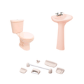 Baño Roma Caribean Shell Simple Descarga con Asiento y Accesorios 6 Pzas