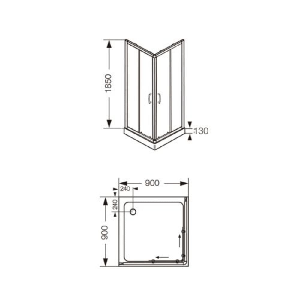 Cabina Ducha Ferrum NB8CZ C Cuadrada 2 puertas Transparente