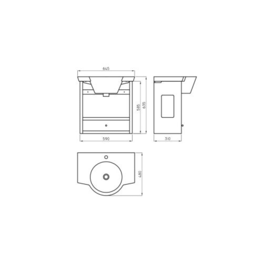 Vanitory Ferrum Marina 65cm 3H Blanco Mueble Cafe Colgante