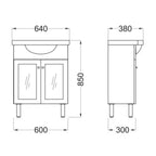 Vanitory Venecia 64cm 3H Blanco Mueble Wengue piso
