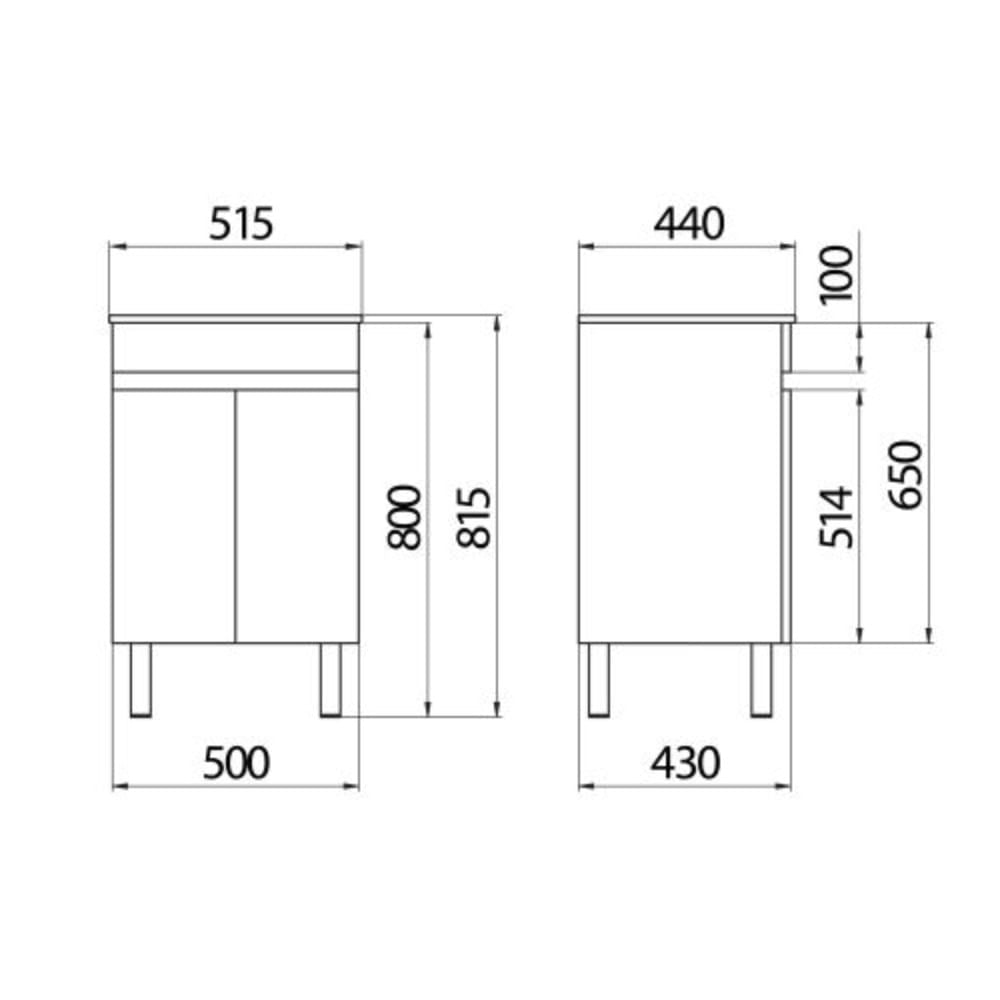 Vanitory de Piso Symi 51cm 3H Blanco Mueble Piso color Tabac