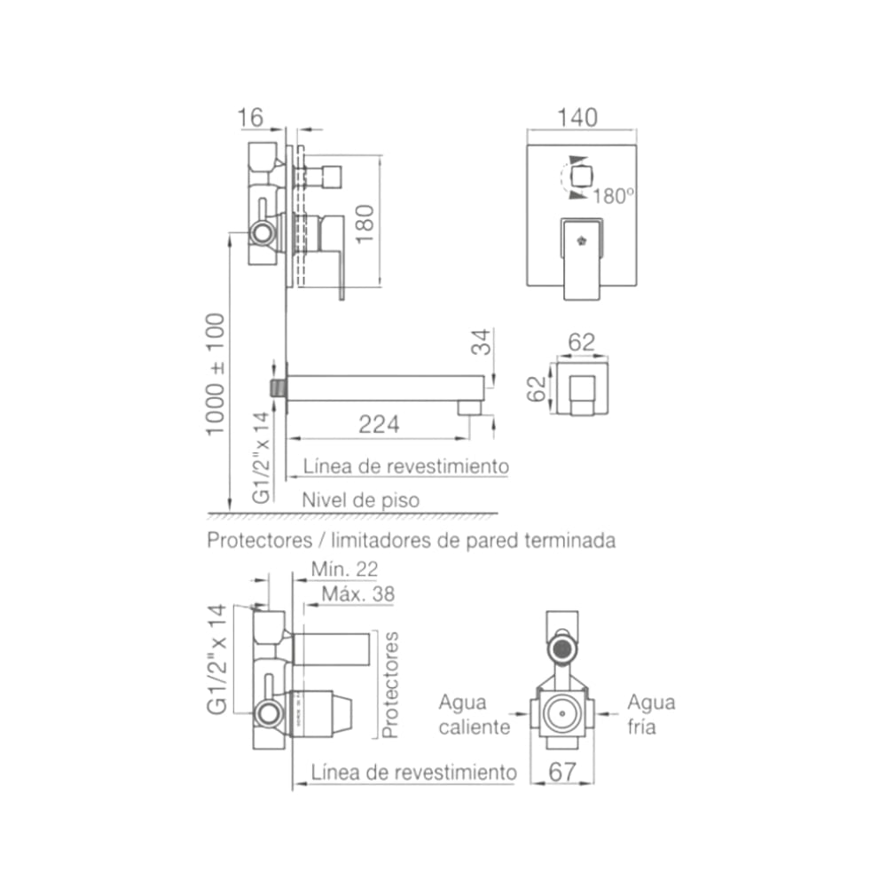 Mezcladora Monocomando FV Benjoy C5/106 Bañera sin Ducha