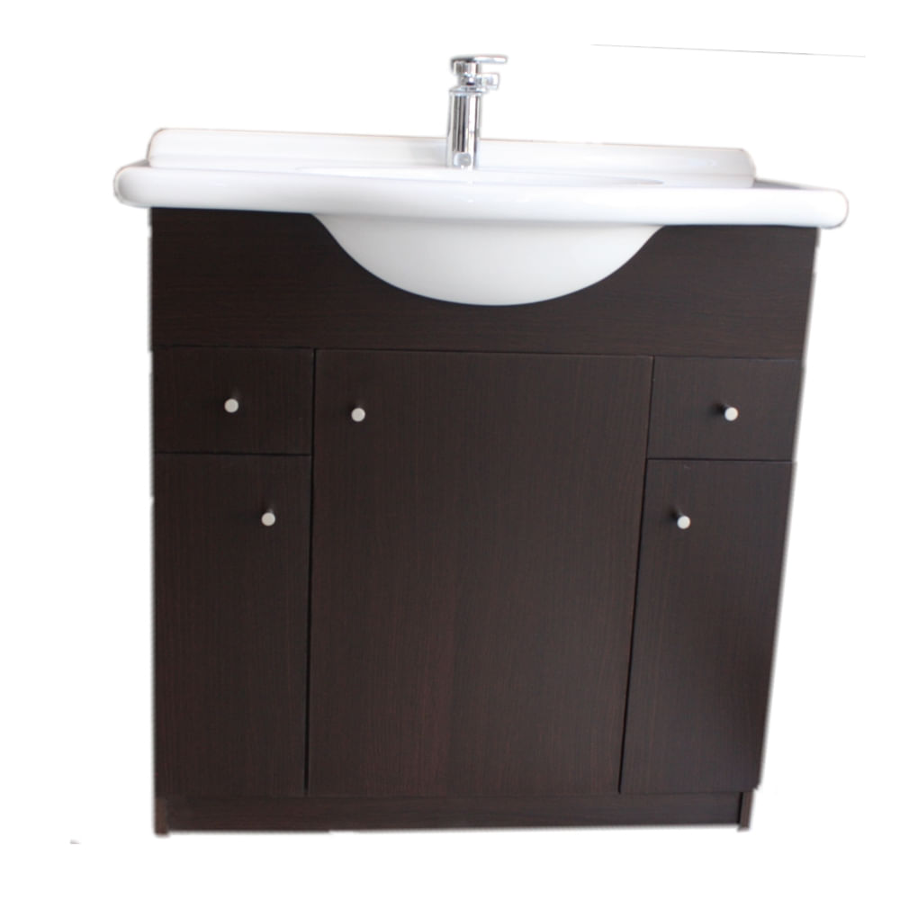 Mueble Vanitory Piso Limoges 80cm Wengue Puerta Lisa