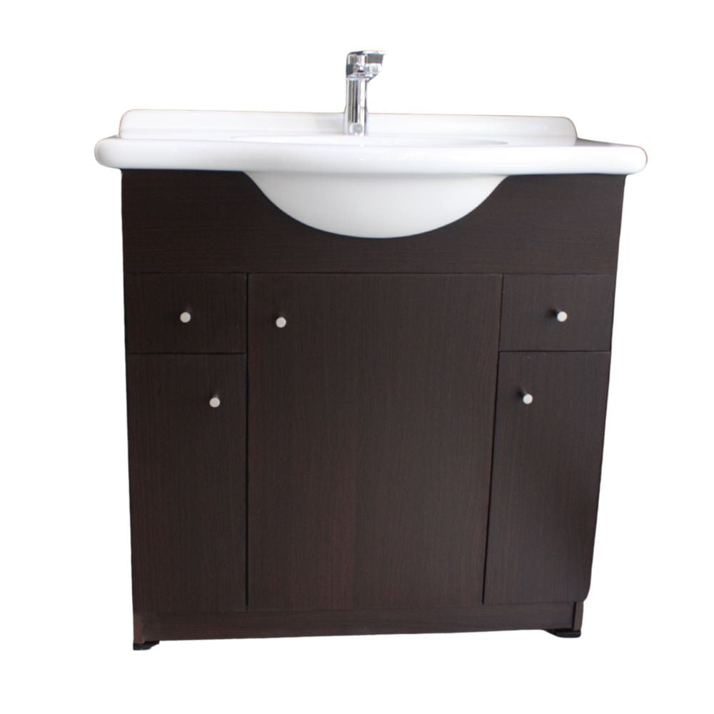 Mueble Vanitory Piso Limoges 80cm Wengue Puerta Lisa