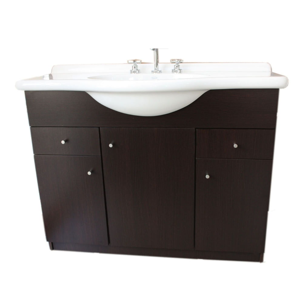 Mueble Vanitory Piso Limoges 100cm Wengue Puerta Lisa