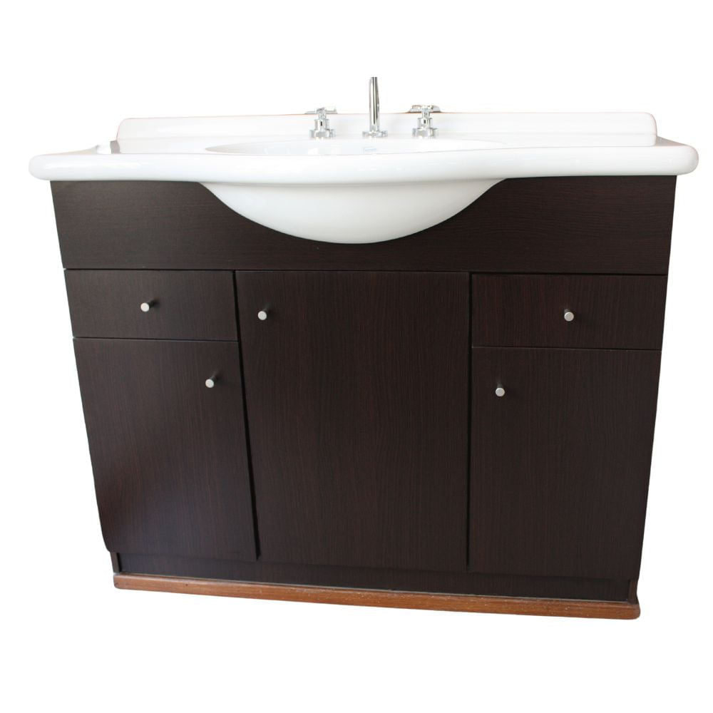 Mueble Vanitory Piso Limoges 100cm Wengue Puerta Lisa