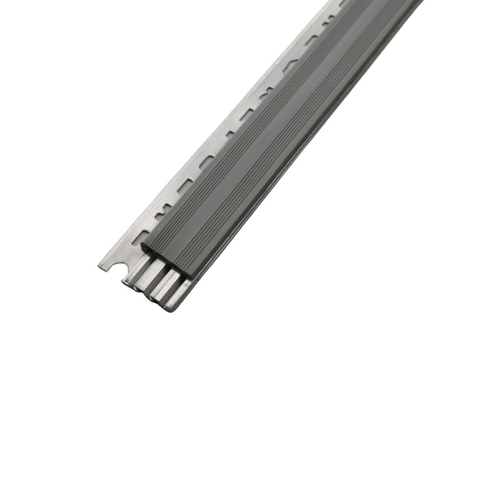 Nariz de Escalon Aluminio 35mm Nefusac Rodo Paso con Tapa PVC Gris de 2.40mt