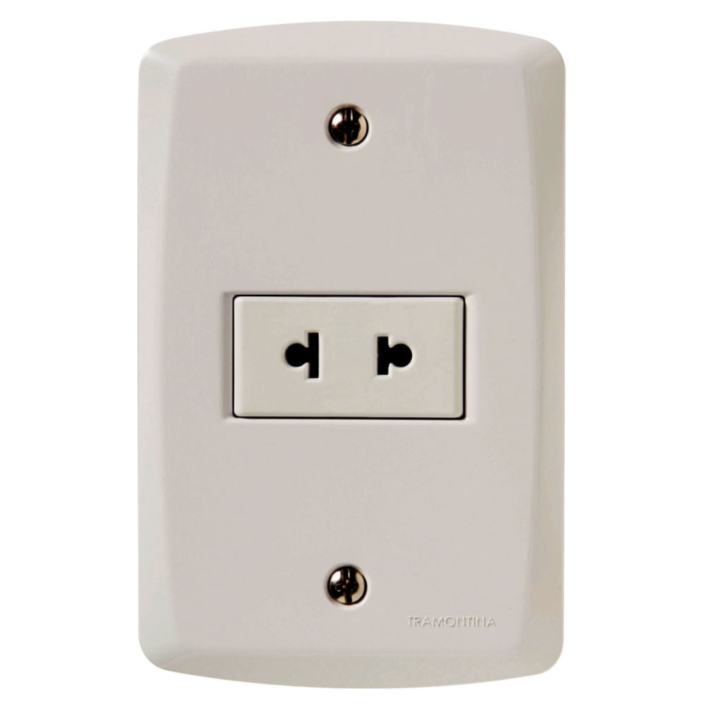 Placa Electrica Tramontina Lux2 Blanco 57145/014 1 Enchufe 2P Universal 15A