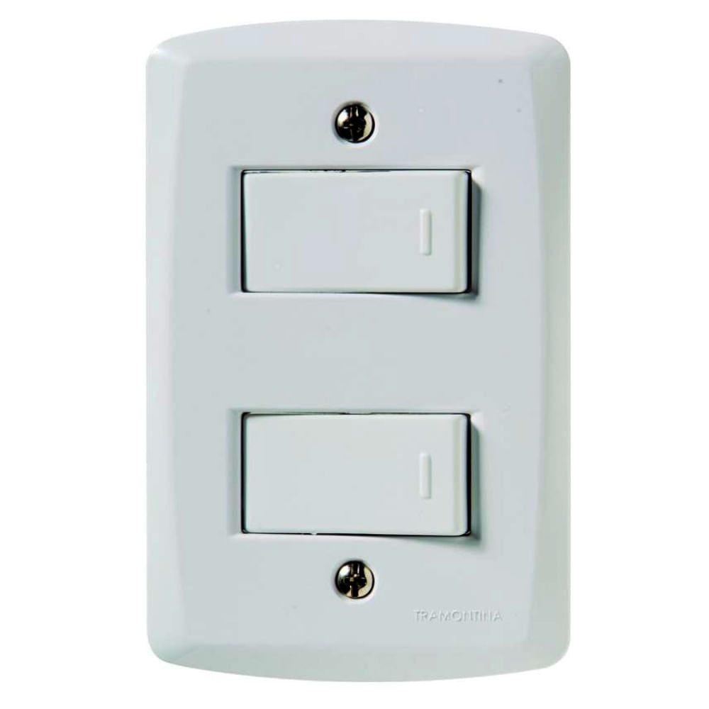 Placa Electrica Tramontina Lux2 Blanco 57145/040 2 Interruptor 10A