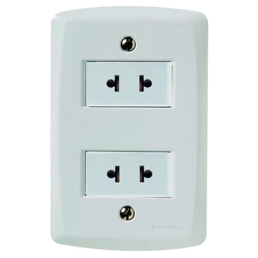 Placa Electrica Tramontina Lux2 Blanco 57145/043 2 Enchufe 2P Universal 15A